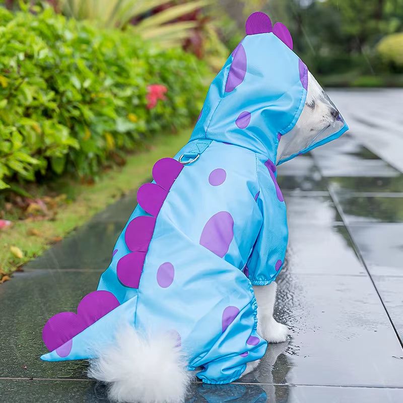 Dog Waterproof Raincoat with Poncho Hoodie, Adjustable Pet Rain Jacket with Leash Hole for Small Medium and Large Dogs